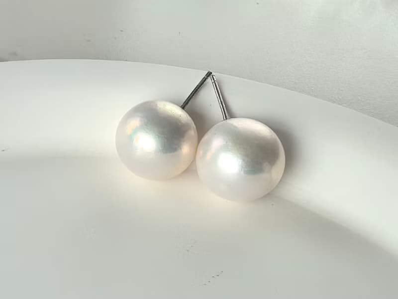 素耳釘 天然淡水珍珠 大珍珠 純銀 耳釘 耳環 簡約