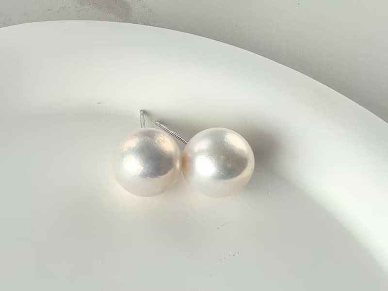 素耳釘 天然淡水珍珠 大珍珠 純銀 耳釘 耳環 簡約