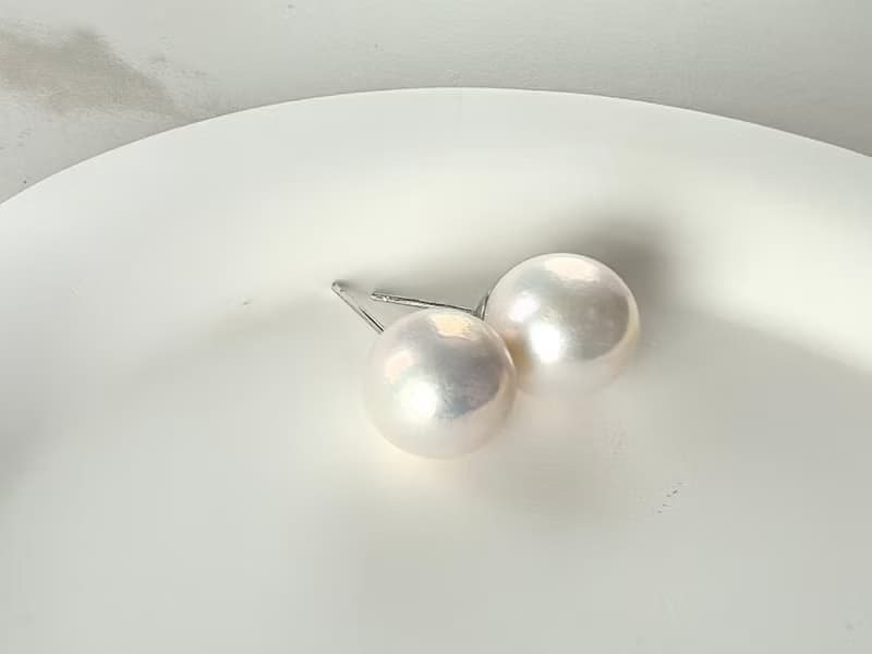 素耳釘 天然淡水珍珠 大珍珠 純銀 耳釘 耳環 簡約