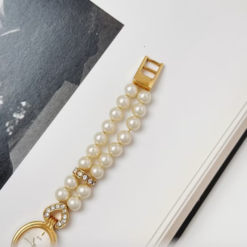 Avon Gold Tone With Faux Pearl Bracelet Watch