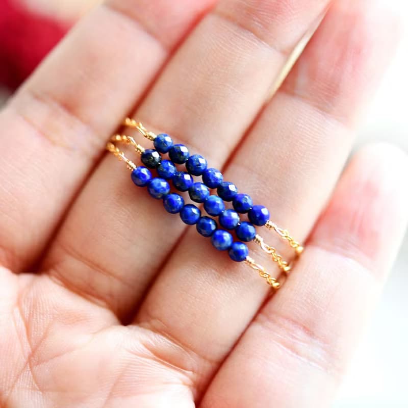 幸運と成功運UP、成功へ導く　ラピスラズリ lucky 7 ブレスレット 12月誕生石　単品