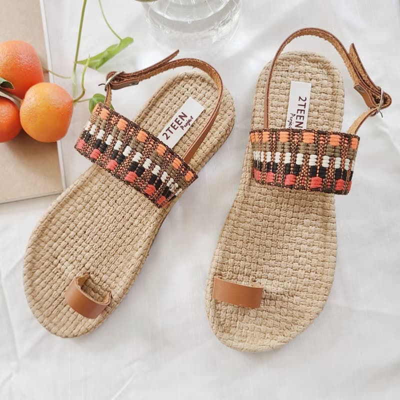 New Ankle Strap Sandals : Creamy Pink / Navy Blue / Rainbow / Brown