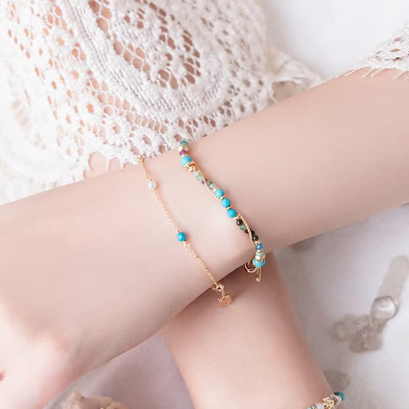 正能量 x 綠松石 紅綠寶石 透輝石 【石蓮 • 永不凋謝的愛】手鍊