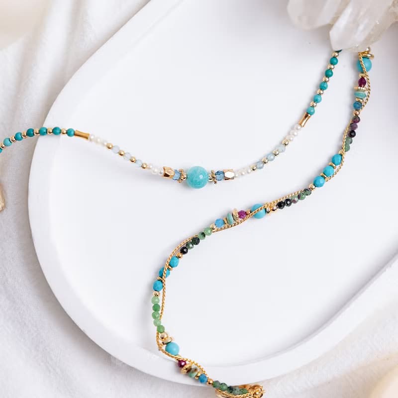 正能量 x 綠松石 紅綠寶石 透輝石 【石蓮 • 永不凋謝的愛】手鍊