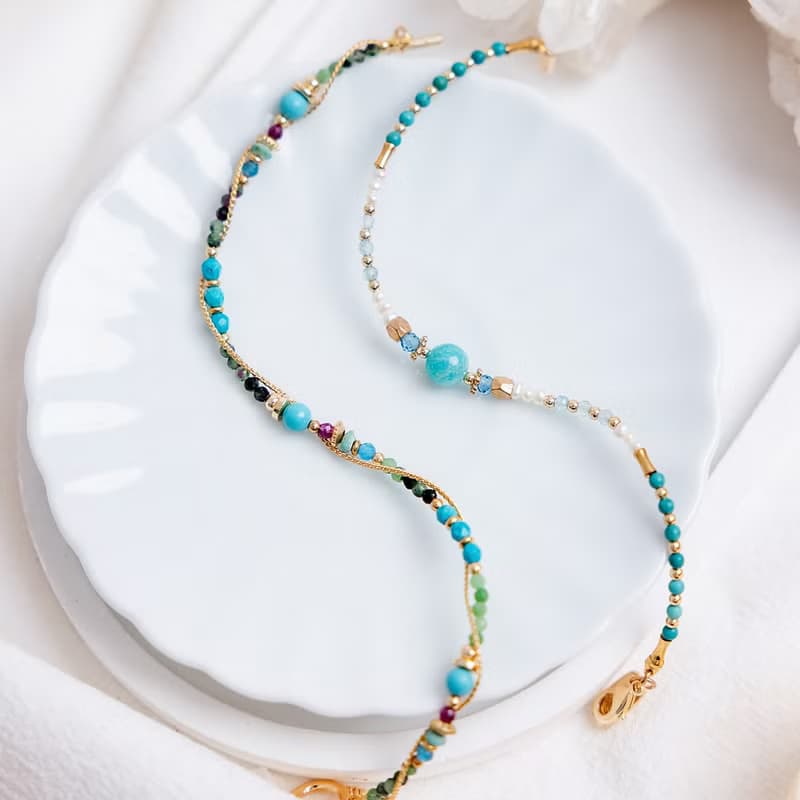 正能量 x 綠松石 紅綠寶石 透輝石 【石蓮 • 永不凋謝的愛】手鍊