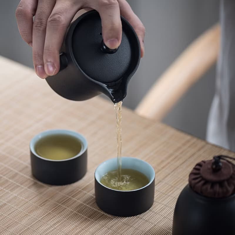 聞說|云起黑砂釉日式粗陶一壺兩杯快客杯