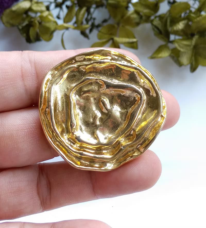 【西洋古董飾品】金色調  漣漪效應 圍巾夾 絲巾扣 絲巾夾