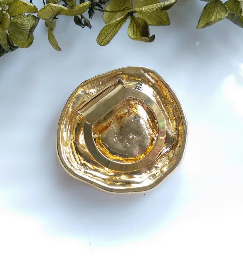【西洋古董飾品】金色調  漣漪效應 圍巾夾 絲巾扣 絲巾夾