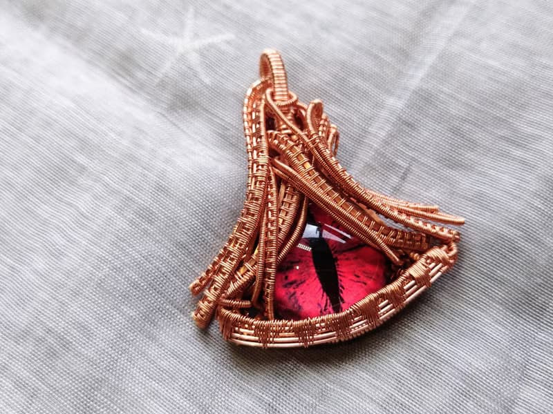 【熾焰龍之瞳】吊墜/玻璃 /黃銅/金屬線纏繞/情人節禮物