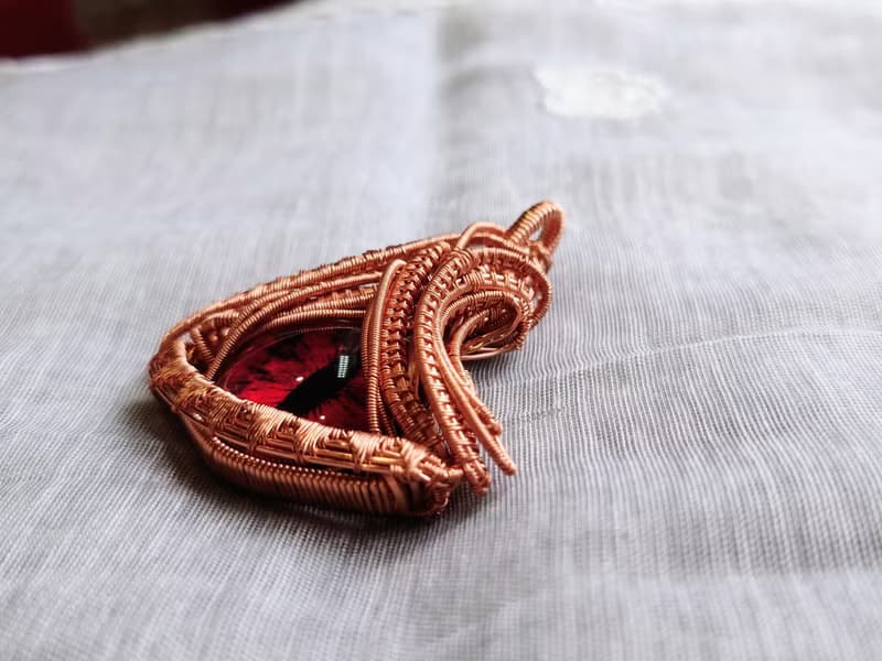【熾焰龍之瞳】吊墜/玻璃 /黃銅/金屬線纏繞/情人節禮物