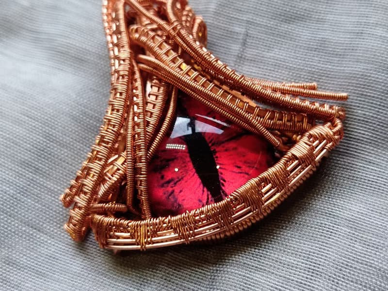 【熾焰龍之瞳】吊墜/玻璃 /黃銅/金屬線纏繞/情人節禮物