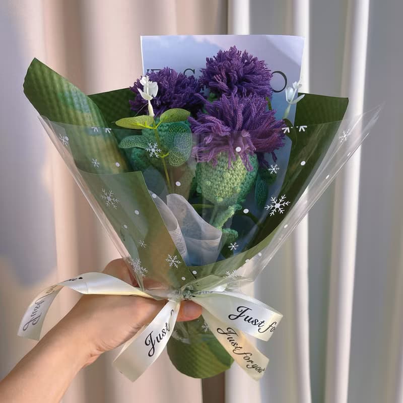 手作鉤織蘇格蘭薊花花束