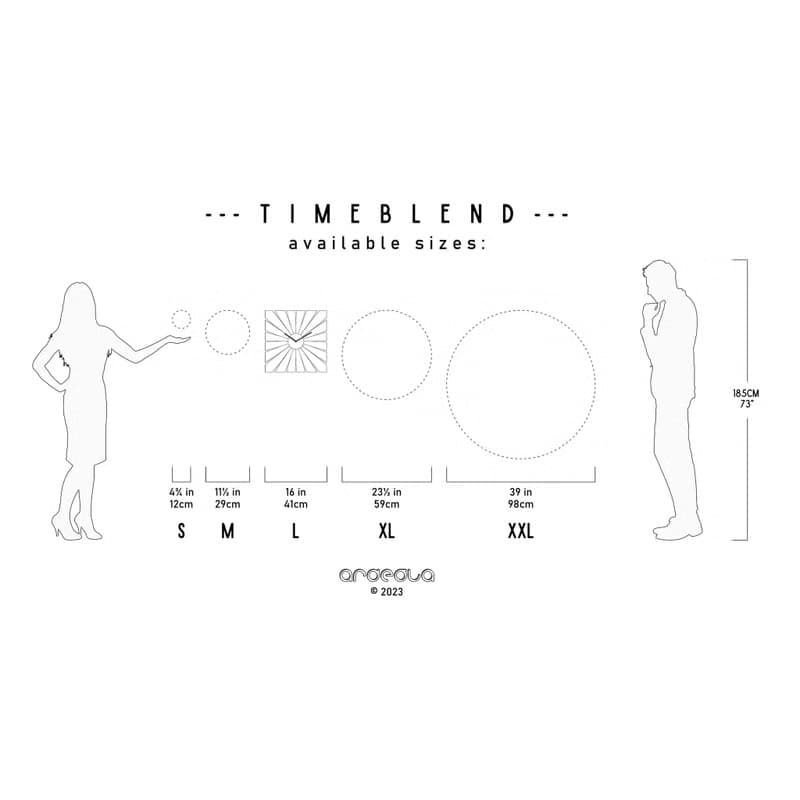 TimeBlend 黃色 - 具有 5 種黃色色調的矩形掛鐘