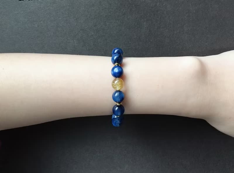 【三日月】藍晶石 鈦晶 黃銅 手鍊