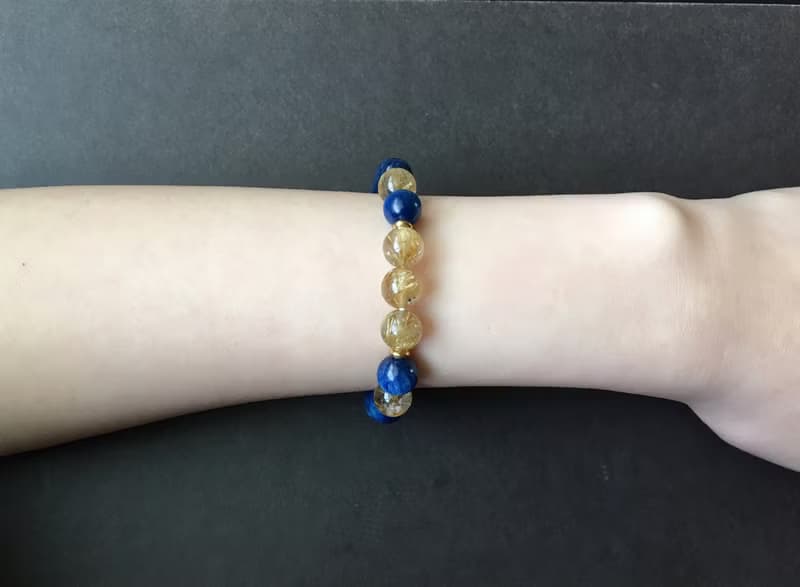 【三日月】藍晶石 鈦晶 黃銅 手鍊