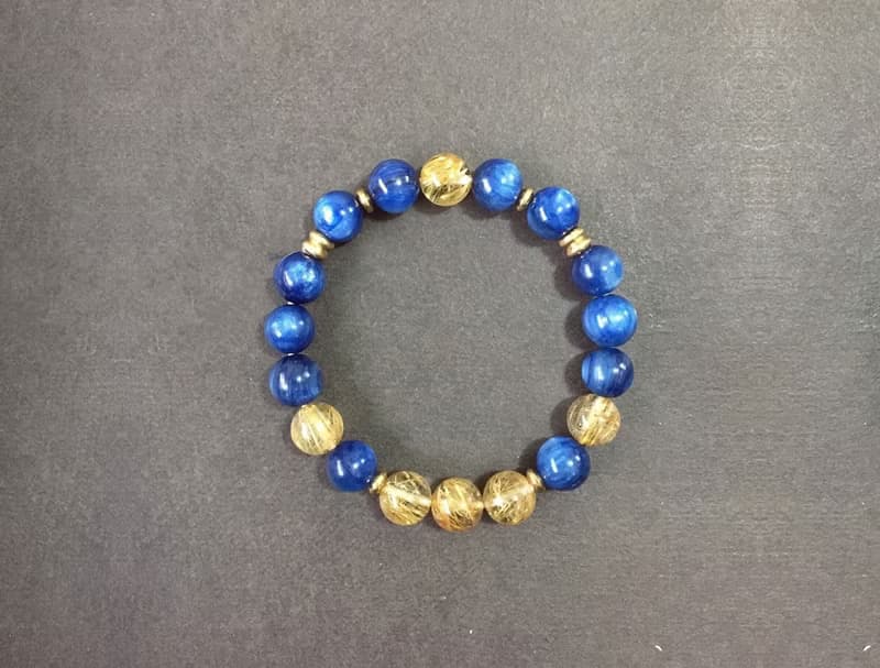 【三日月】藍晶石 鈦晶 黃銅 手鍊