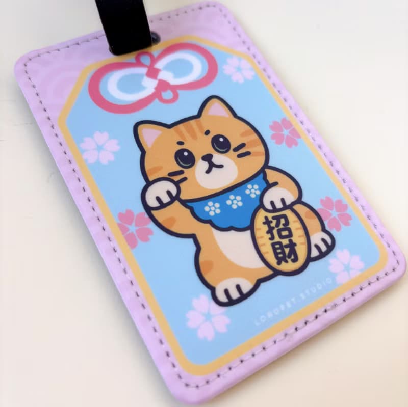 櫻花招財貓 卡套/ 行李牌 /可愛守護 財運滿滿  (現貨)