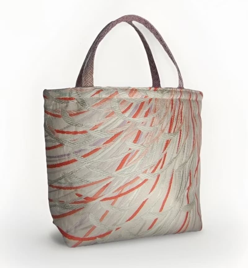 獨一無二真絲和服袋帶托特包, 日本手工刺繡升級改造包, 和風藝術