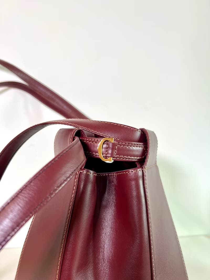 Cartier Bucket bag 酒紅色氣質水桶包肩背側背孭手袋 中古二手
