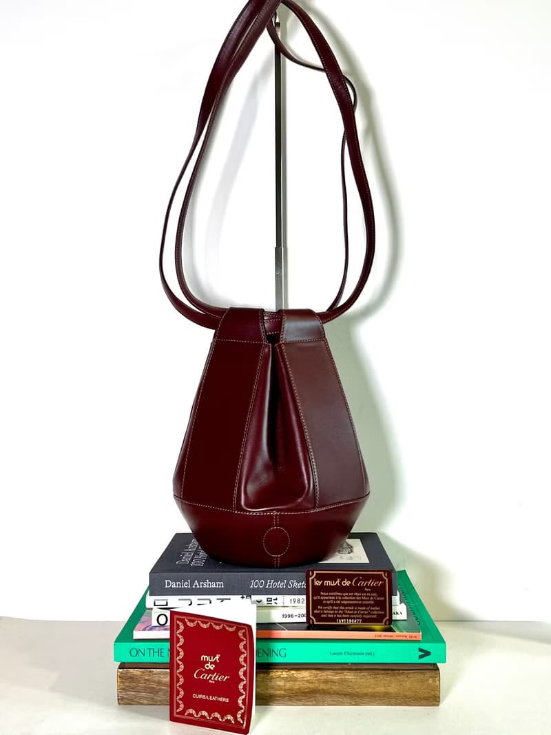 Cartier Bucket bag 酒紅色氣質水桶包肩背側背孭手袋 中古二手