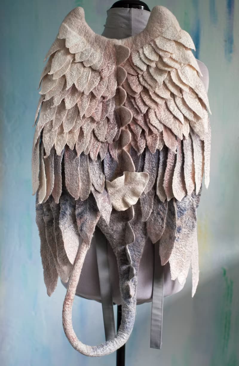 Feathered Dragon Winged Bakpack, unusual felted bag, choose your color