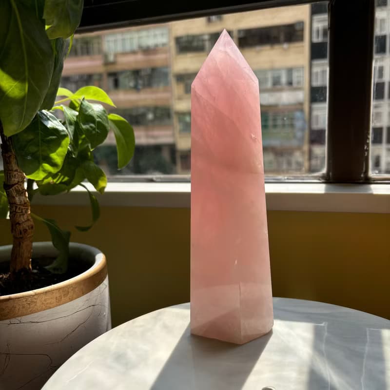 20cm 粉晶柱 開心 喜悅 關係 療癒 家居 擺設 裝飾 水晶