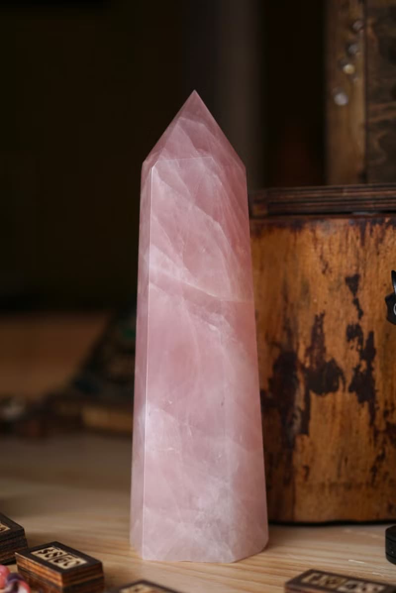 20cm 粉晶柱 開心 喜悅 關係 療癒 家居 擺設 裝飾 水晶