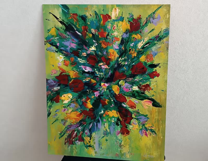 Original art - Bouquet Amadeus, 50x40, oil on orgalit, 2024 by Victoria Valuk
