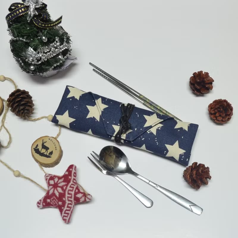 星星餐具包/筆收納袋 餐具套 餐具袋 帆布 收納 環保 方便