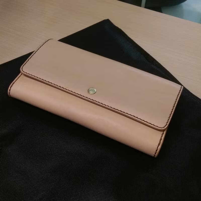 純手工製作手工染色皮革長夾附零錢包免費印字