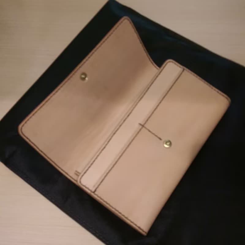 純手工製作手工染色皮革長夾附零錢包免費印字