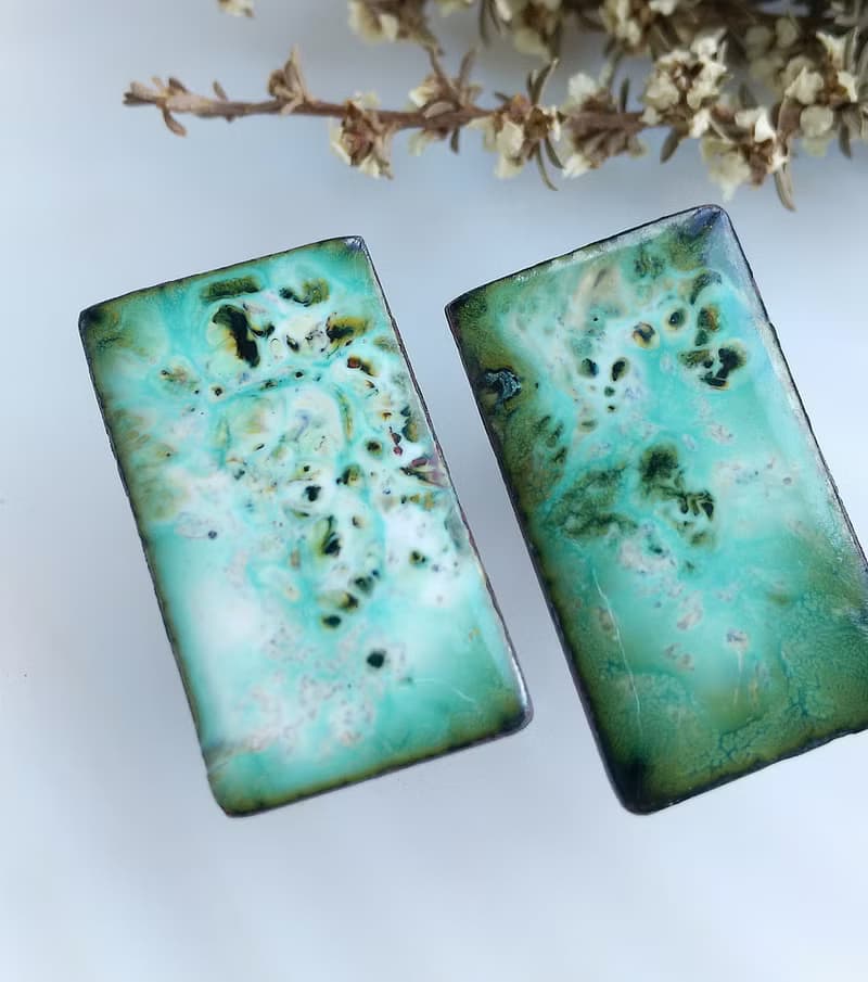 Vintage Jewelry 西洋古董飾品 Copper 手工 抽象個性方 栓式耳環