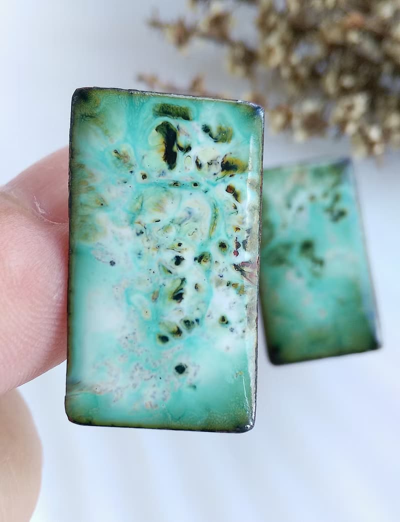 Vintage Jewelry 西洋古董飾品 Copper 手工 抽象個性方 栓式耳環