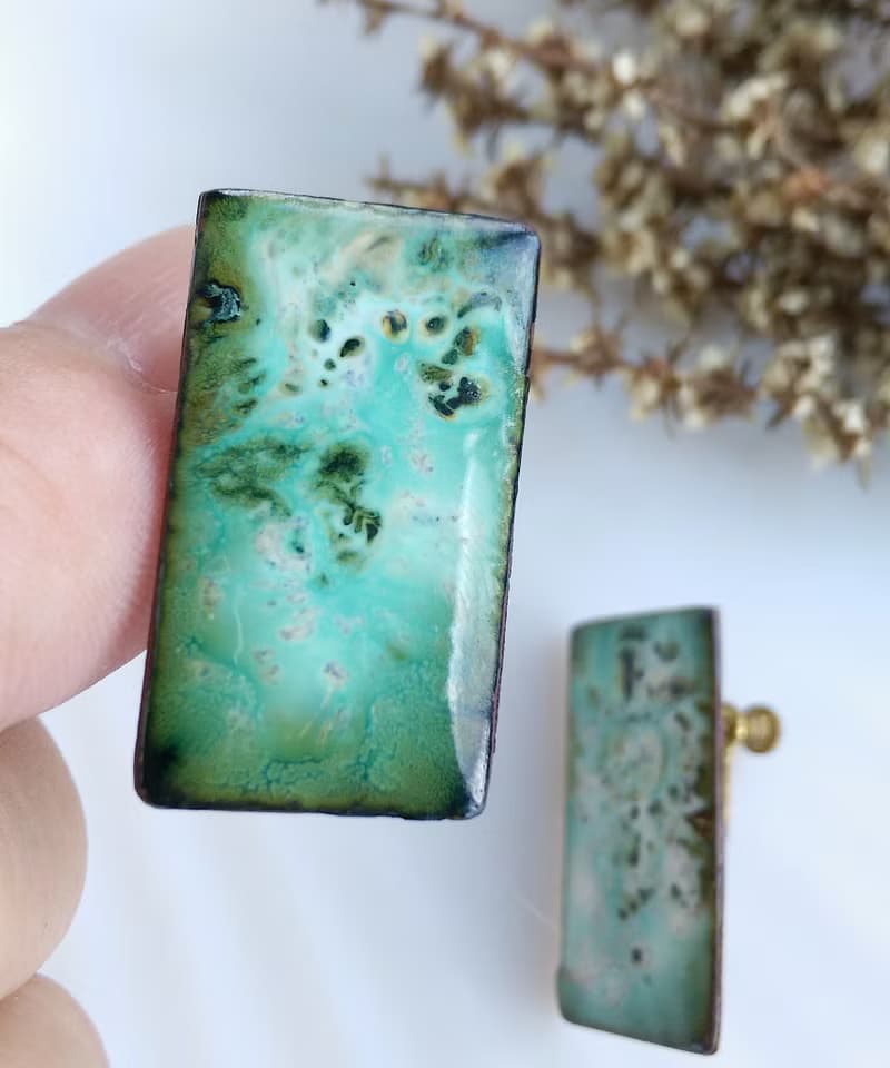 Vintage Jewelry 西洋古董飾品 Copper 手工 抽象個性方 栓式耳環