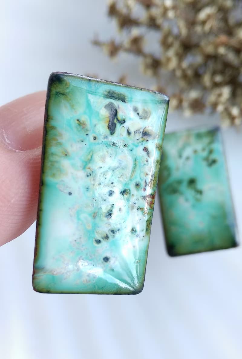 Vintage Jewelry 西洋古董飾品 Copper 手工 抽象個性方 栓式耳環