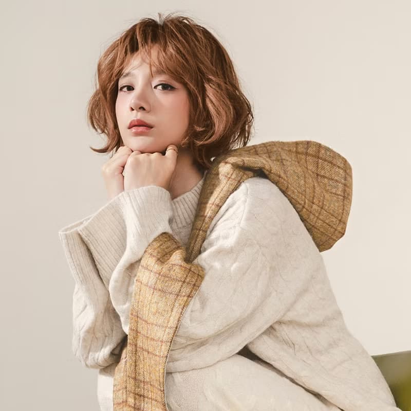 AMBER 系列 - 棕韻 * 麥穗色 混織毛料 圍巾 連帽圍巾