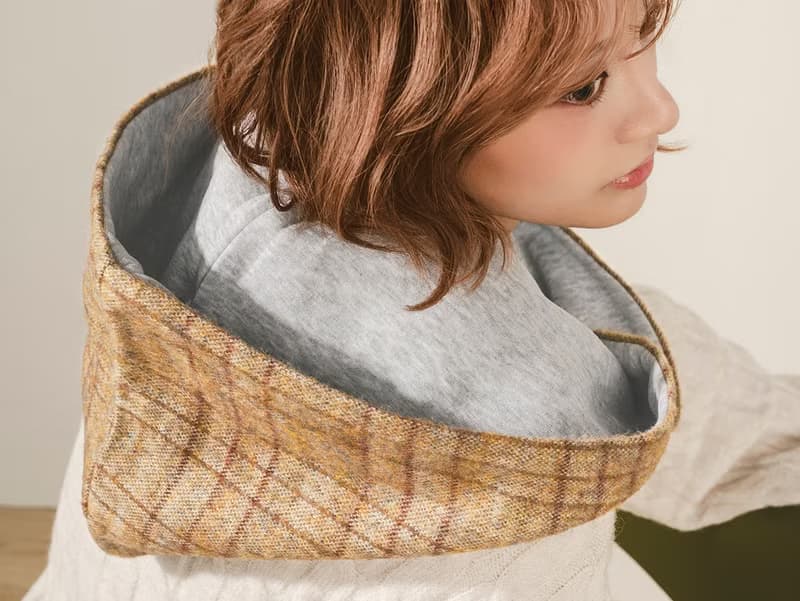 AMBER 系列 - 棕韻 * 麥穗色 混織毛料 圍巾 連帽圍巾