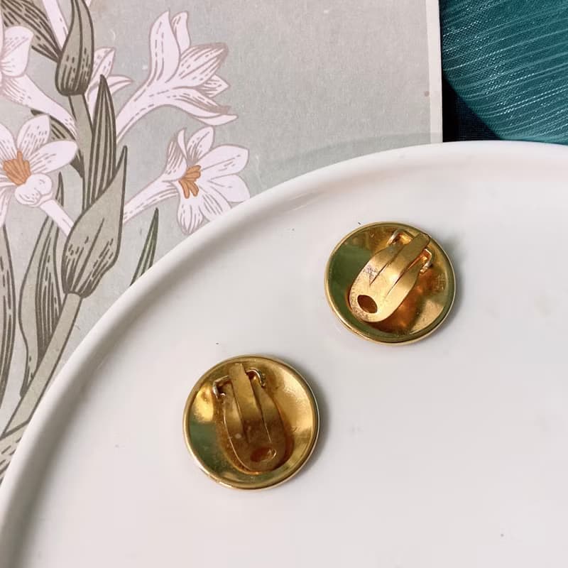 【西洋古董飾品】西班牙大馬士革24K金工藝 飛鳥繚繞圖騰耳環耳夾