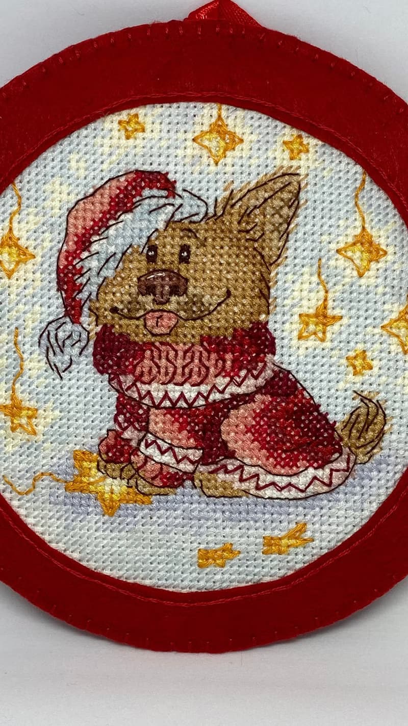 Christmas decoration ball with dog ; Christmas souvenir ; holiday decor