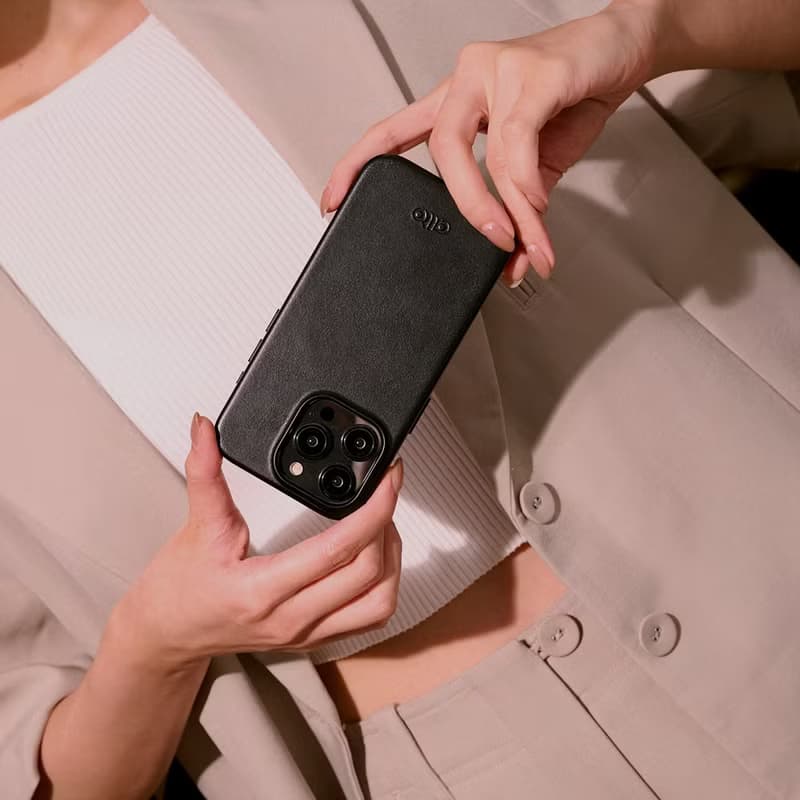 磁吸防摔皮革手機殼 iPhone 15系列 —渡鴉黑
