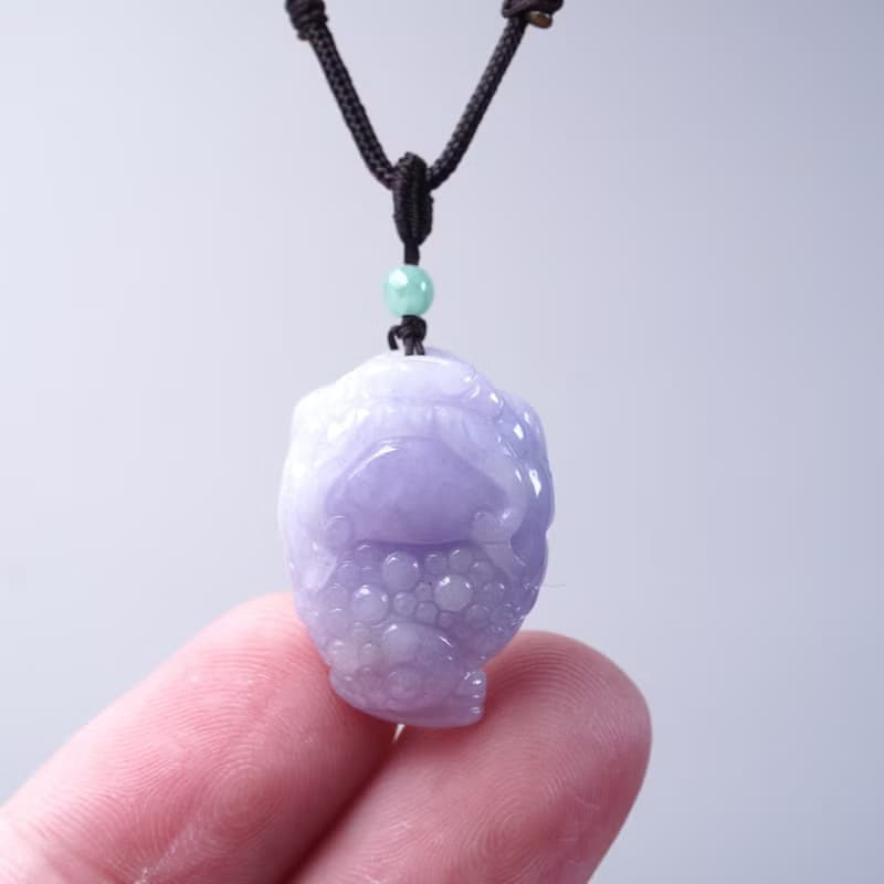 【招財神獸】紫羅蘭翡翠三腳蟾蜍項鍊 | 天然緬甸玉翡翠A貨 |送禮
