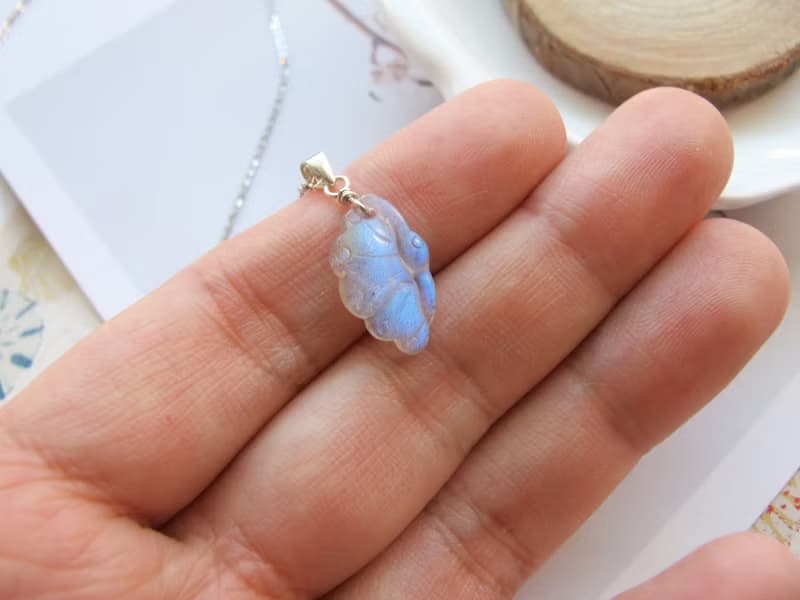拉長石 925純銀【福疊】【原件寄出】蝴蝶造型天然石項鍊系列