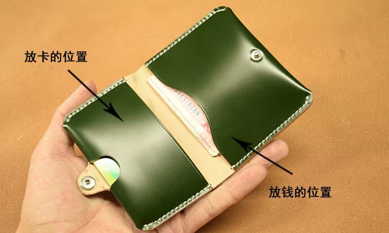 馬臀皮手工錢包迷你卡包便攜mini隨身零錢包鑲嵌925純銀菊花銀釘