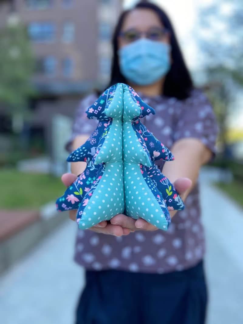 聖誕樹/布作聖誕樹/布製聖誕樹-綠彩花