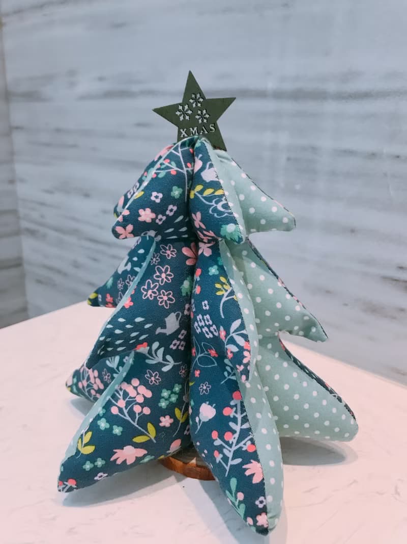 聖誕樹/布作聖誕樹/布製聖誕樹-綠彩花