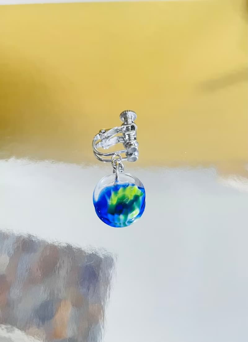 琉璃耳環 單邊1只 夾式耳環 窗花復古耳環 手作飾品 醫療鋼耳環