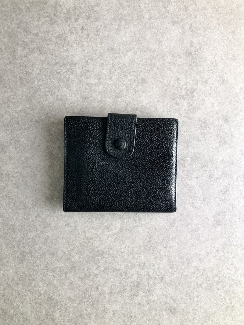 【 日本直送　名牌中古包 】CHANEL シャネル 財布 ブラック ココマーク レザー 2つ折り vintage ヴィンテージ オールド twdca6