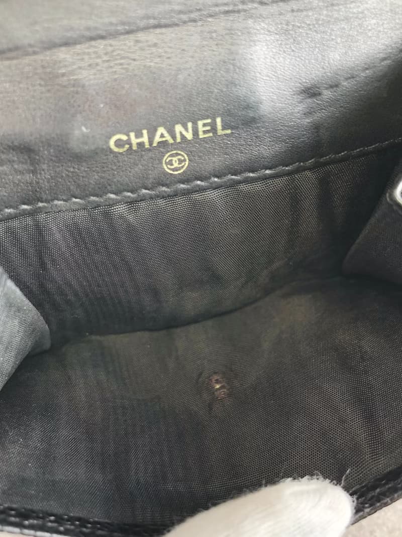 【 日本直送　名牌中古包 】CHANEL シャネル 財布 ブラック ココマーク レザー 2つ折り vintage ヴィンテージ オールド twdca6