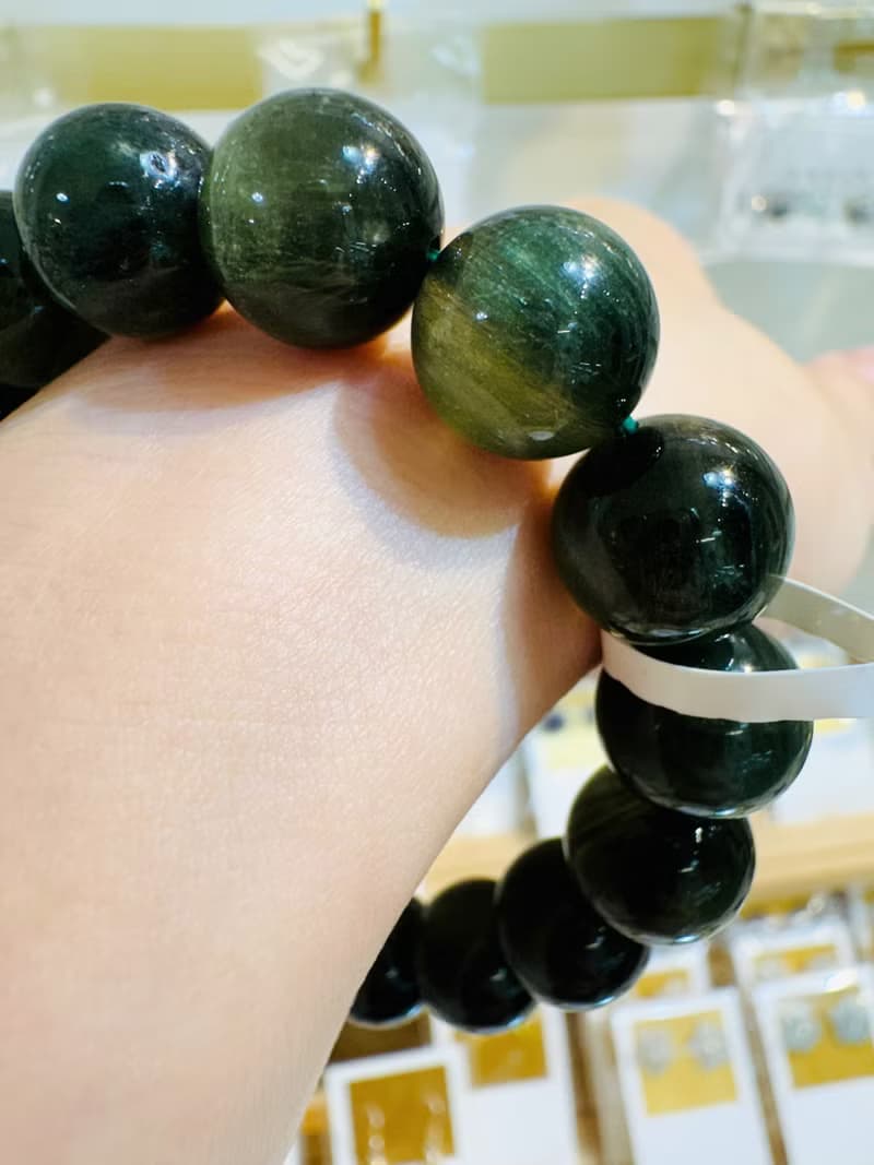 小精品天然森林濃色綠髮晶12mm43g主財富事業清除身體負面