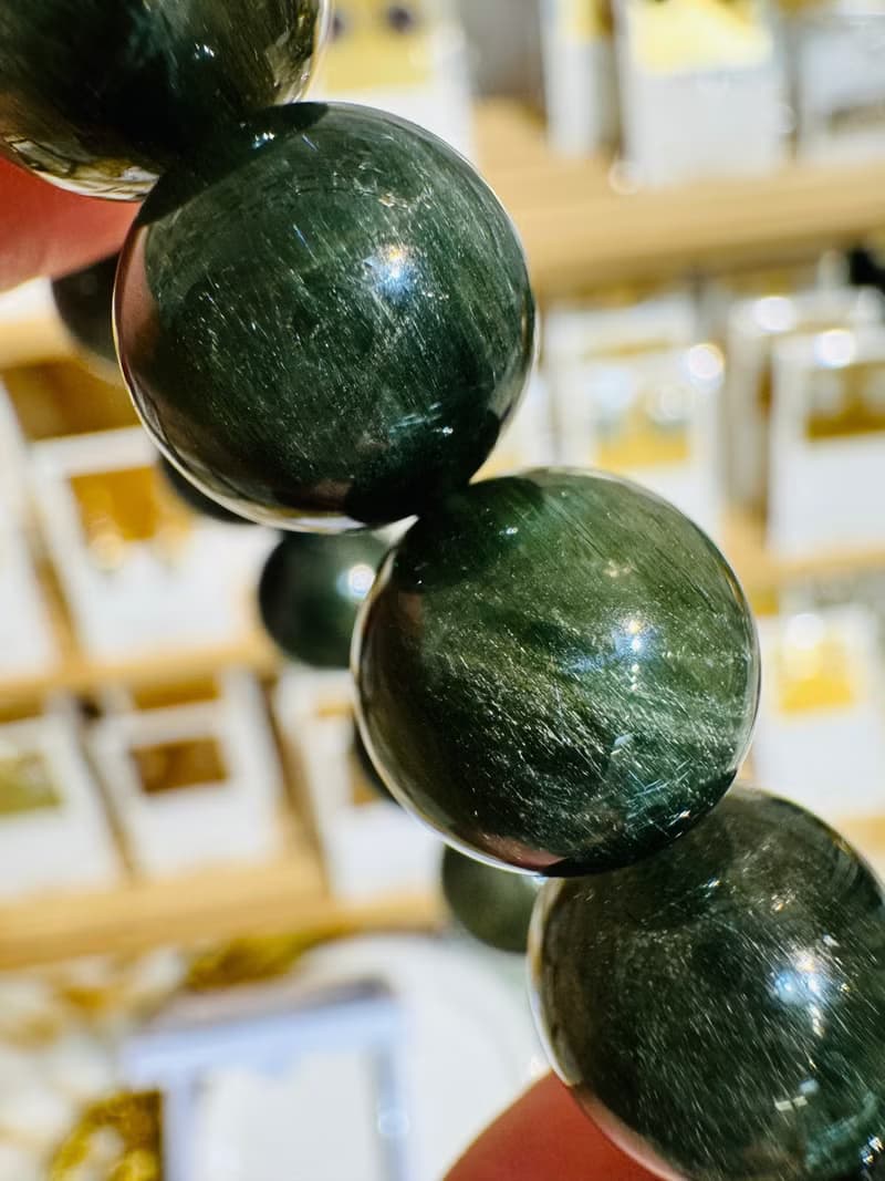 小精品天然森林濃色綠髮晶12mm43g主財富事業清除身體負面